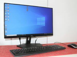 a desktop computer with a keyboard and mouse